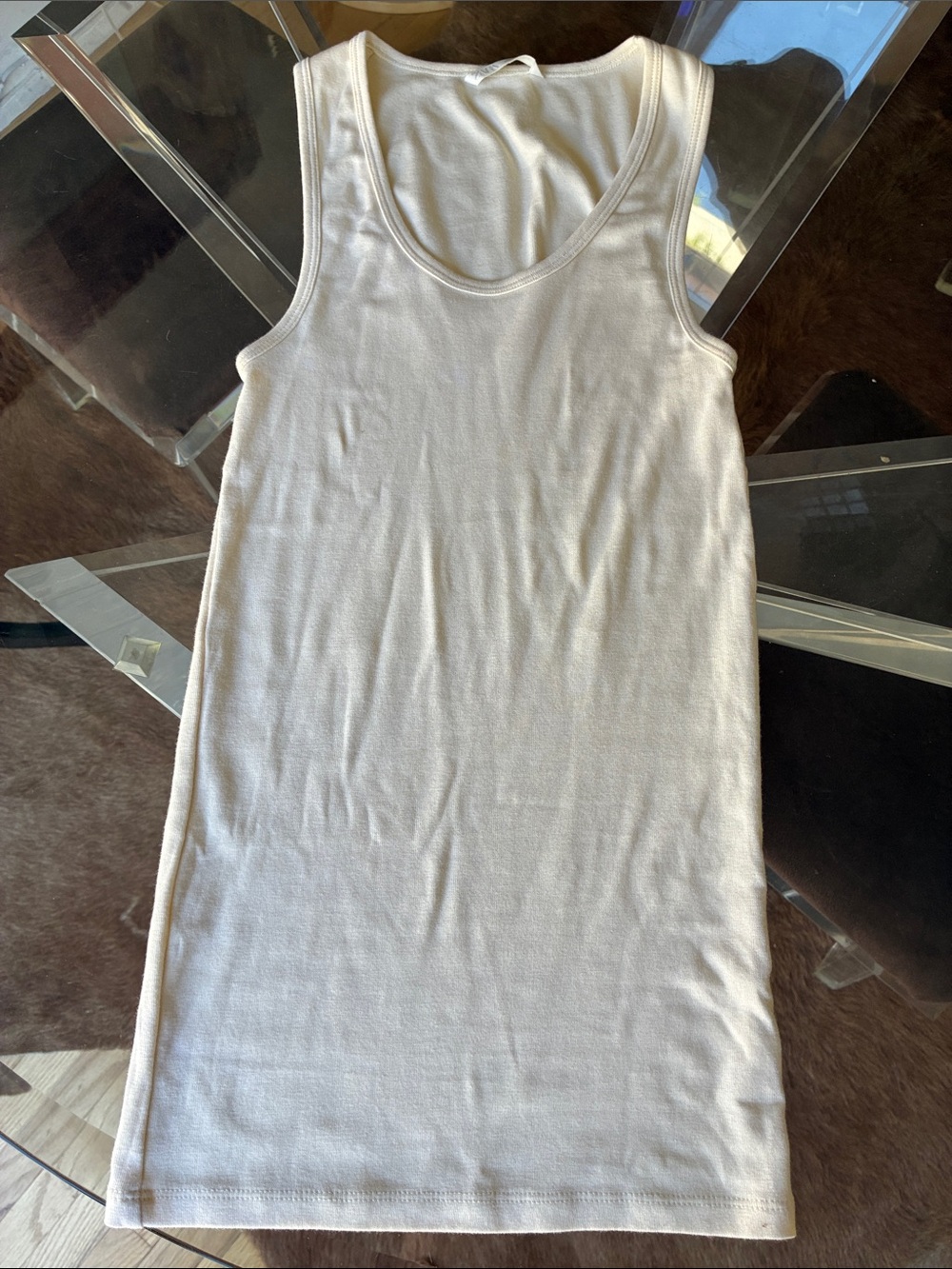 Zara Cream Ribbed cotton Tank size small